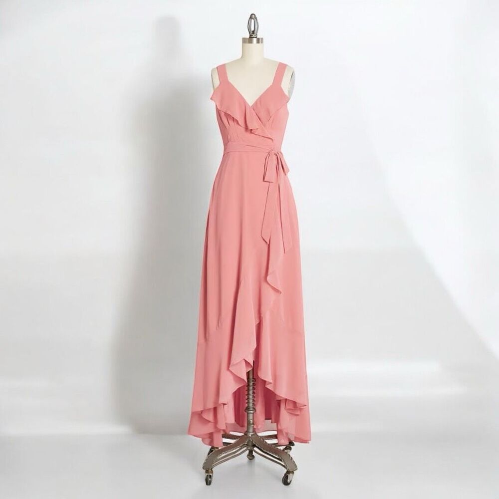 NWT Hutch Modcloth Sweet Essence of Summer Wrap Dress Pink Rose Ruffle Womens M